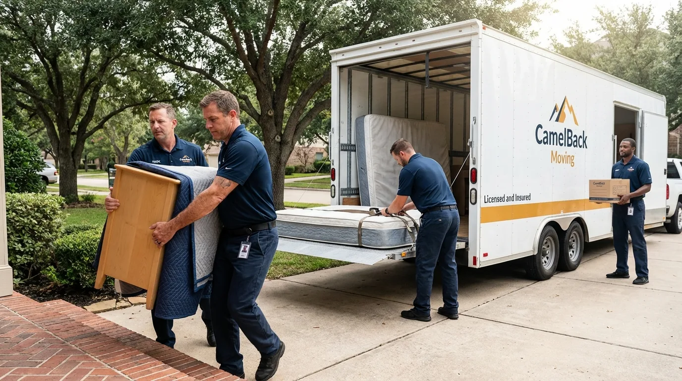 Crew loading residential truck for cross-state move from Winter Park, FL